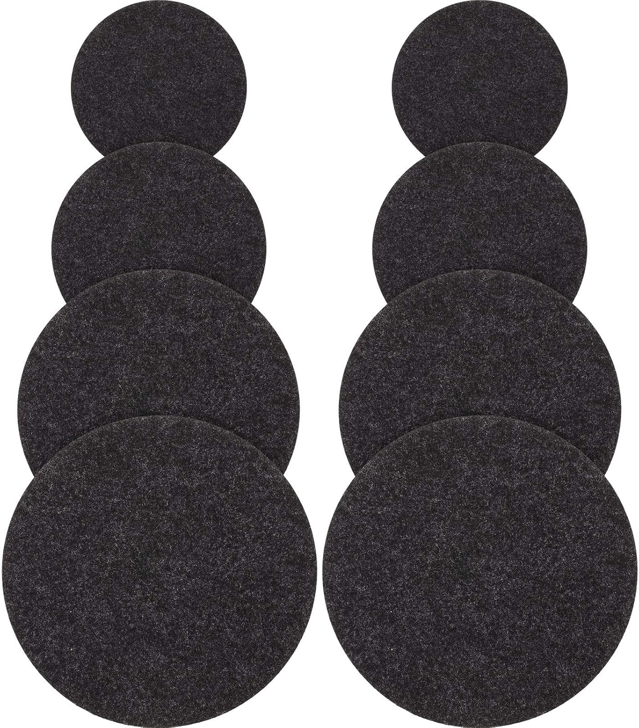 Patelai 8 Pieces Black Plant Coasters 4 Sizes Felt Cork Plant Reversible Round 4/6/ 8/10 Inch Fabric Cork Trivets Pads for Drinks Absorbent Waterproof Tray Pot for House Indoor