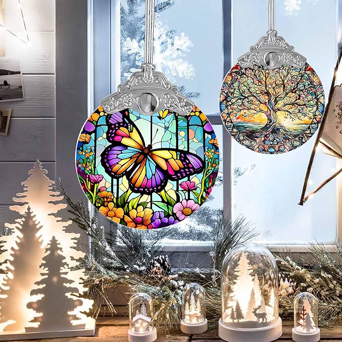 Butterfly Stained Glass Suncatcher, Jocidea Butterfly Ornament, Butterfly Christmas Ornament, Holidays Ornaments, Christmas Tree Ornament, Butterfly Decor, Gifts for Butterfly Lovers