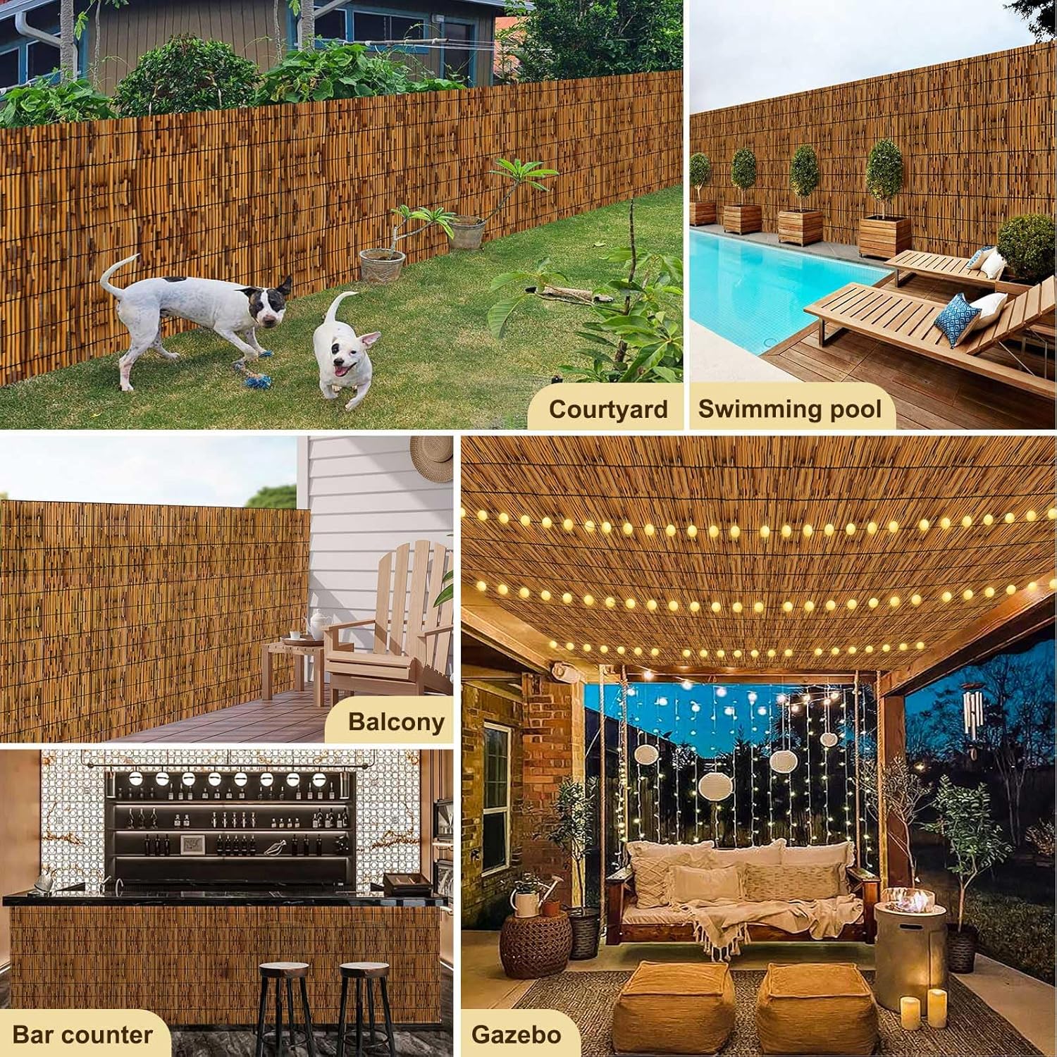 Natural Reed Fencing,Decorative Bamboo Fence Rolls Handwoven Friendly Sun Shade for Garden,Patio,Balcony Windows 3x10FT