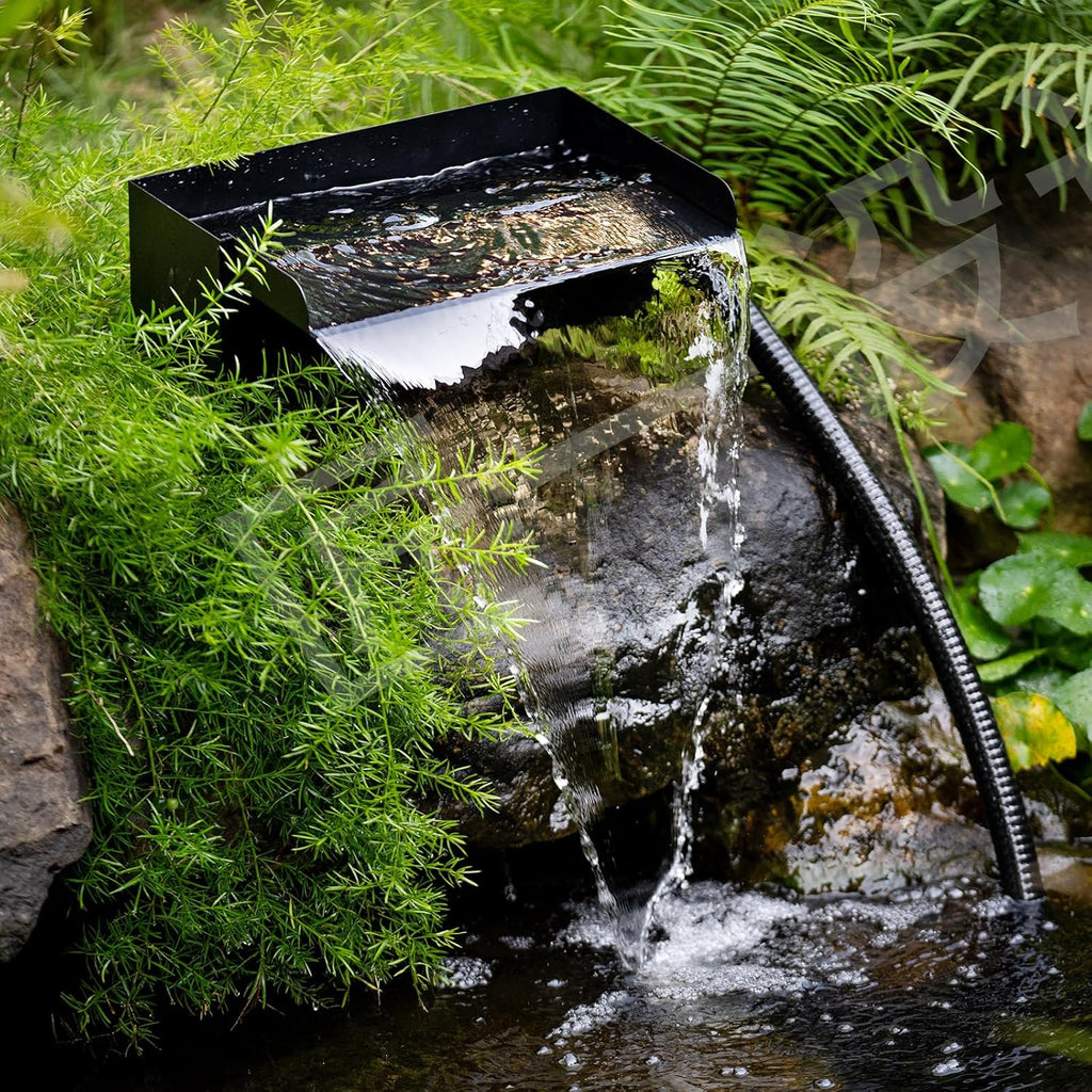 Biling 12.2" Pond Waterfall for Outdoor Ponds, Waterfall Spillway Pond Kit with 40W 660GPH Pump, Stainless Steel Waterfall Box and 9.8FT Corrugated Tubing for Water Garden, Ponds and Water Features