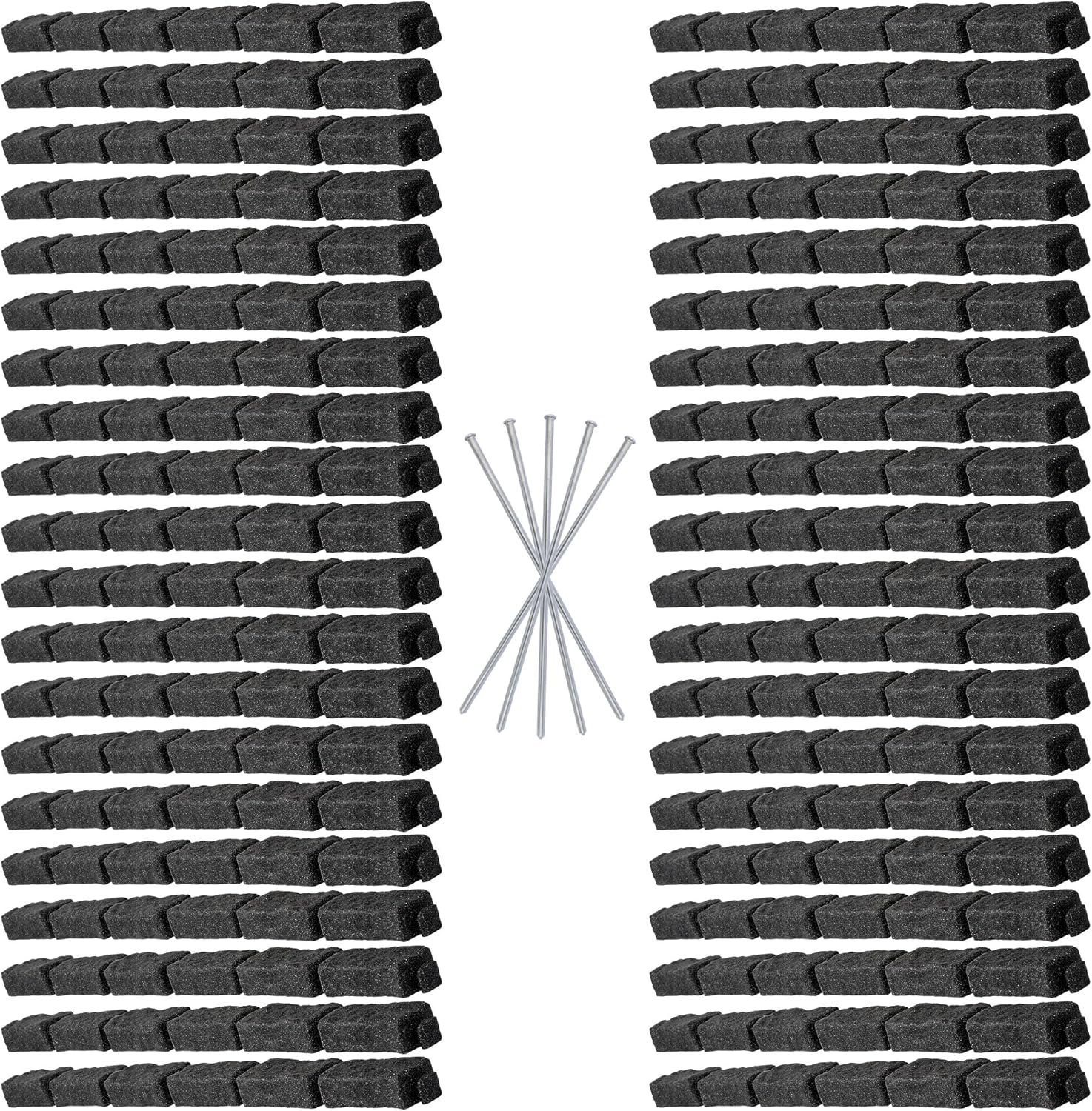 Beuta Landscape Edging | Garden Edging Border | Faux Stone Bricks for Lawn edging, Flower beds, Pathways & Yard Edging– 40 Packs | Each Section Has 6 Bricks 48"L x 4"W x 2.25"H | 120 Spikes |Charcoal