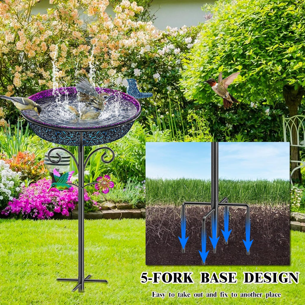 Metal Bird Bath for Outside, Freestanding Garden Bird Baths Bowl, Vintage Birdbath for Outdoors Yard Garden Lawn Decor Decor (Gradient Purple)
