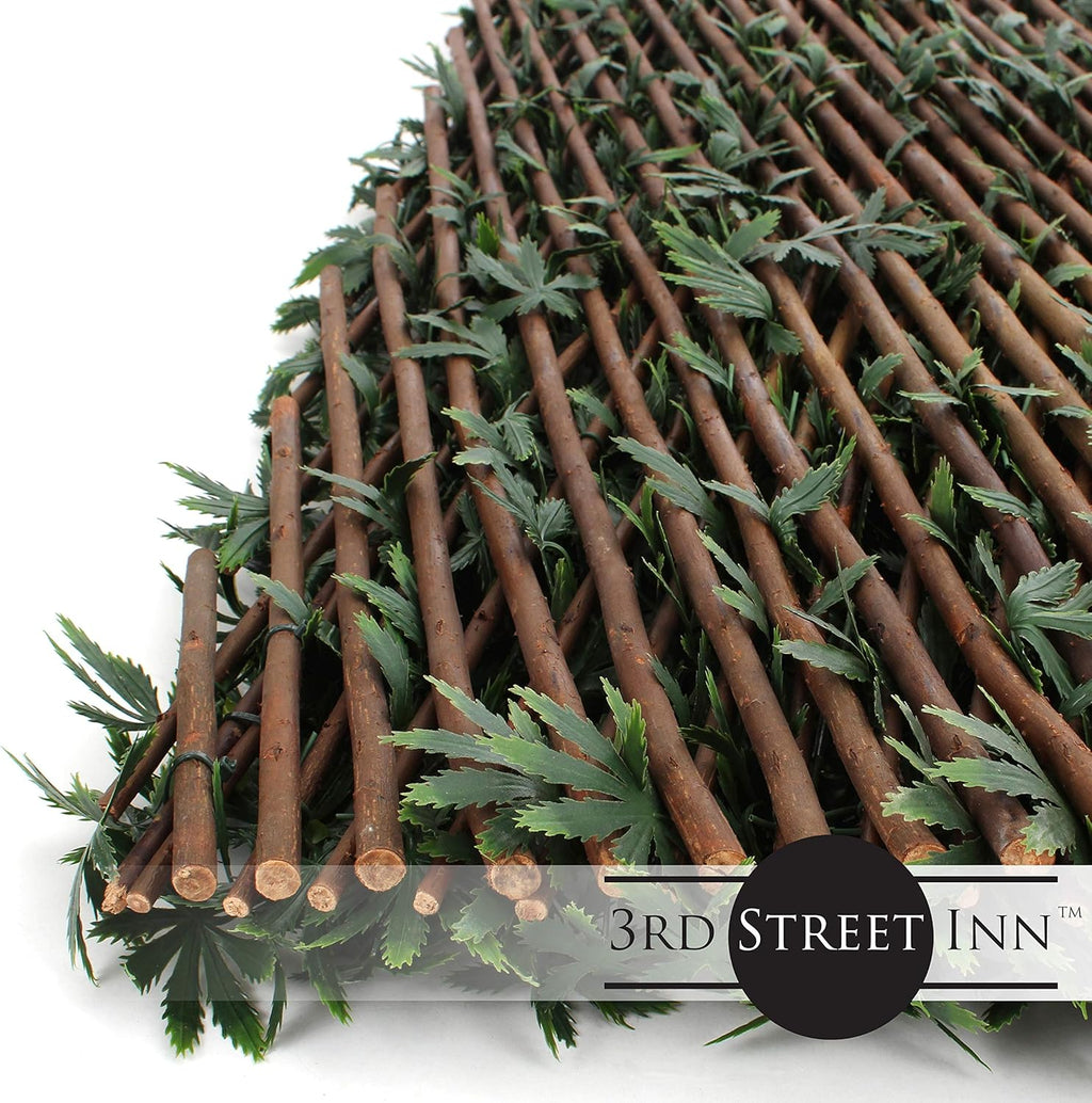 3rd Street Inn™ Leaf Trellis - Bamboo Greenery Panel - Boxwood and Ivy Privacy Fence Substitute - DIY Flexible Fencing (1, Cannabis)
