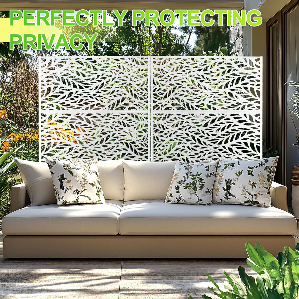 Outdoor Privacy Screen,72" H×47" W Metal Privacy Screen, Freestanding Privacy Fence Panels for Patio