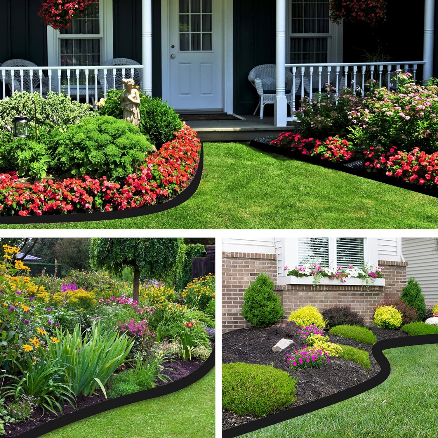 Landscape Edging, 40' 2" Tall Garden Edging with Scissors, Lawn Edging with 36 Garden Spikes and 2 Connectors, Heavy Duty PP&PE Material Edging for Landscaping, Garden, Lawn, Black