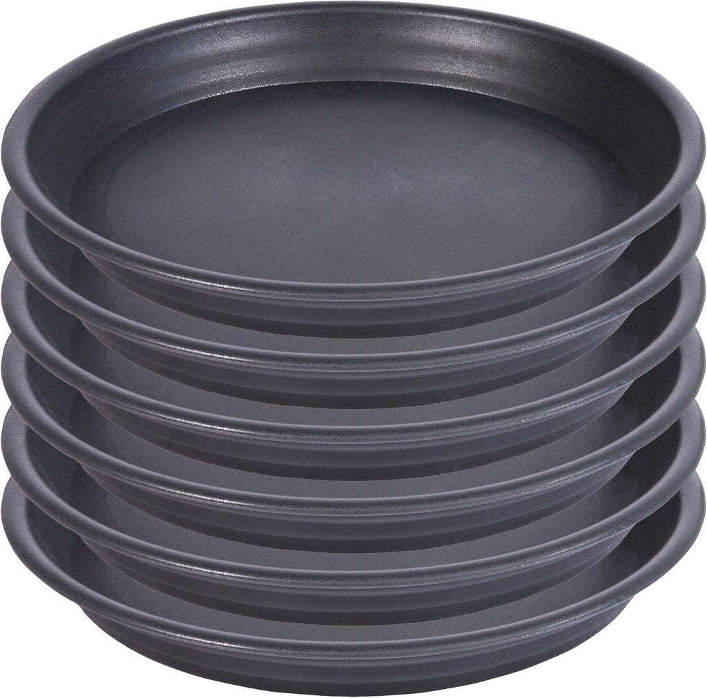 6 Pack Plant Saucer Drip Tray 11 12 inch, Pot Base for Plants Indoor, Plastic Flower Planter Saucers and Drip Trays for Outdoors, Heavy Durable Plant Plate Water Catcher (12", Dark Gray)