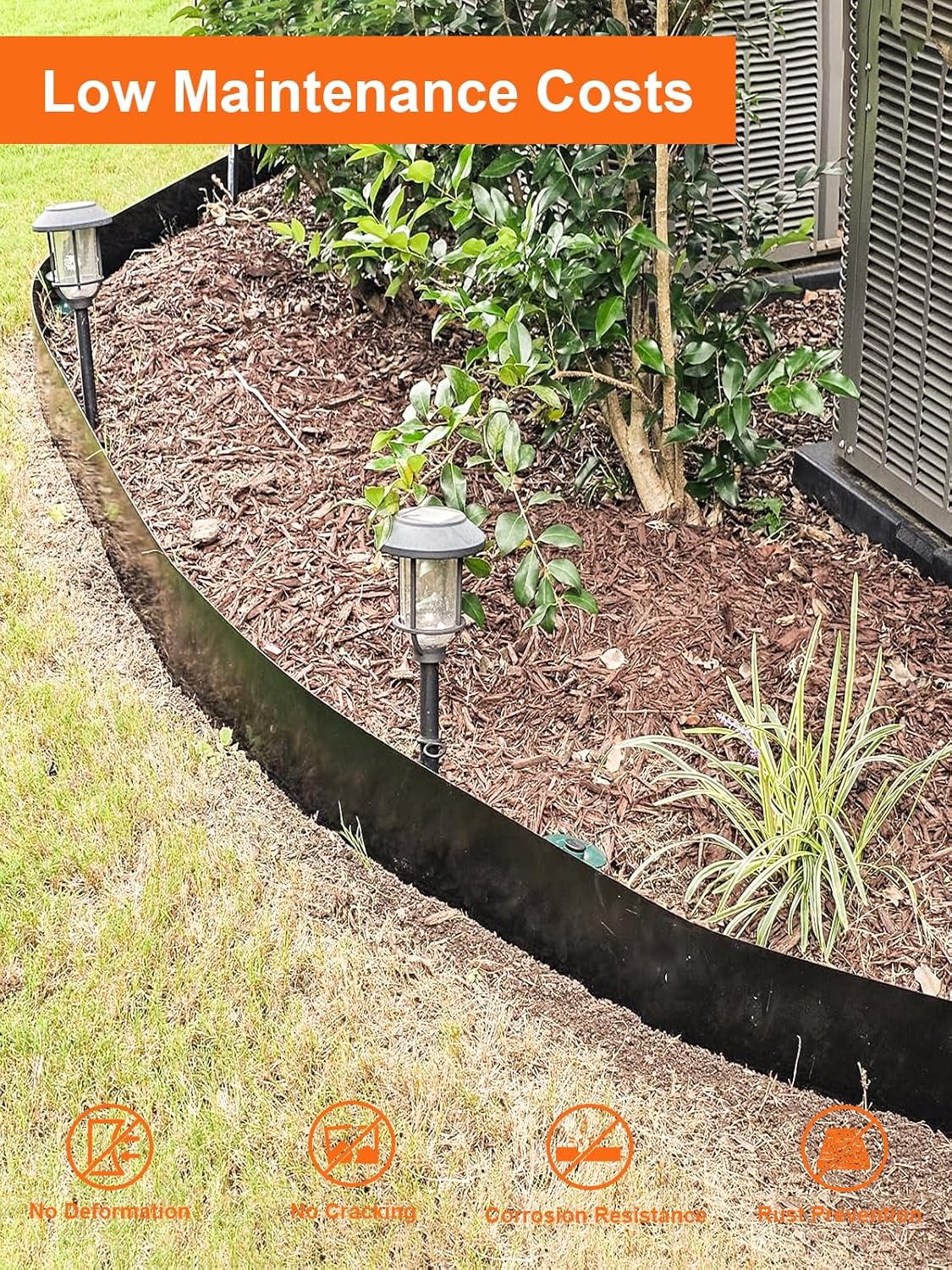 Vinci Landscape Edging Border, 40" L x 6" H 6Pack 20FT Total Black Galvanized Steel Garden Edging,Easy Installation,Sturdy Elegant Metal Lawn Broder for Flower Beds, Pathways, Paver Edges and Yard