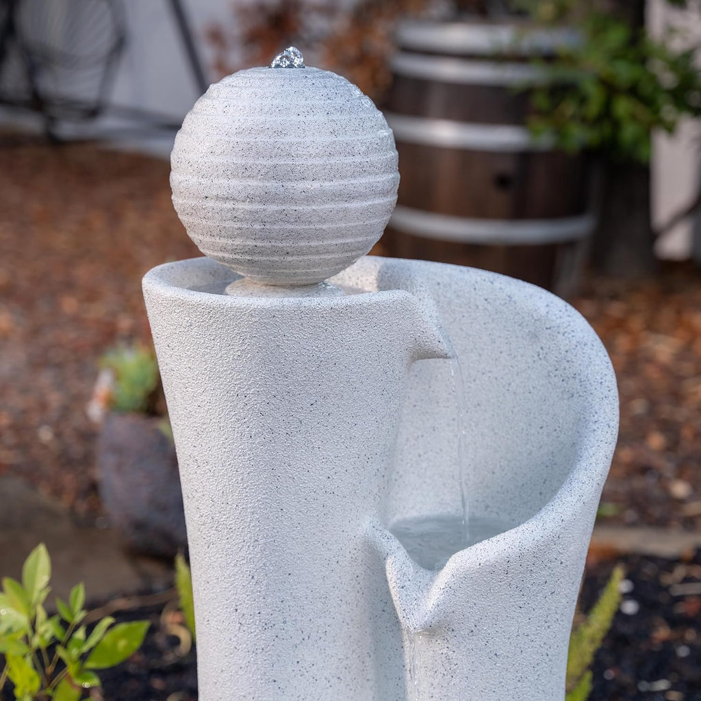 Xbrand 41" Modern Sphere Curve Cascading Fountain, Resin