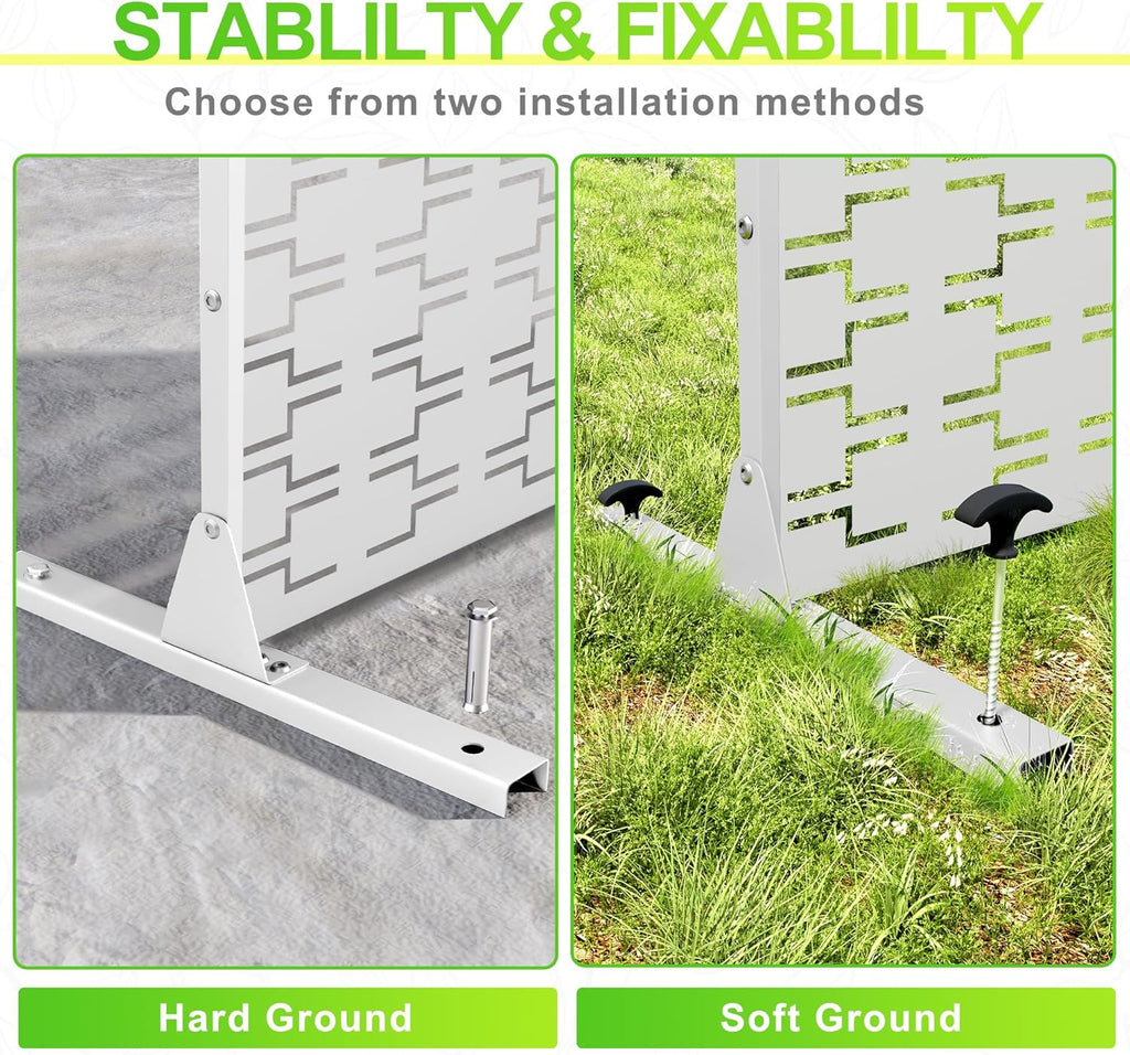 Outdoor Privacy Screen,72" H×47" W Metal Privacy Screen, Freestanding Privacy Fence Panels for Patio