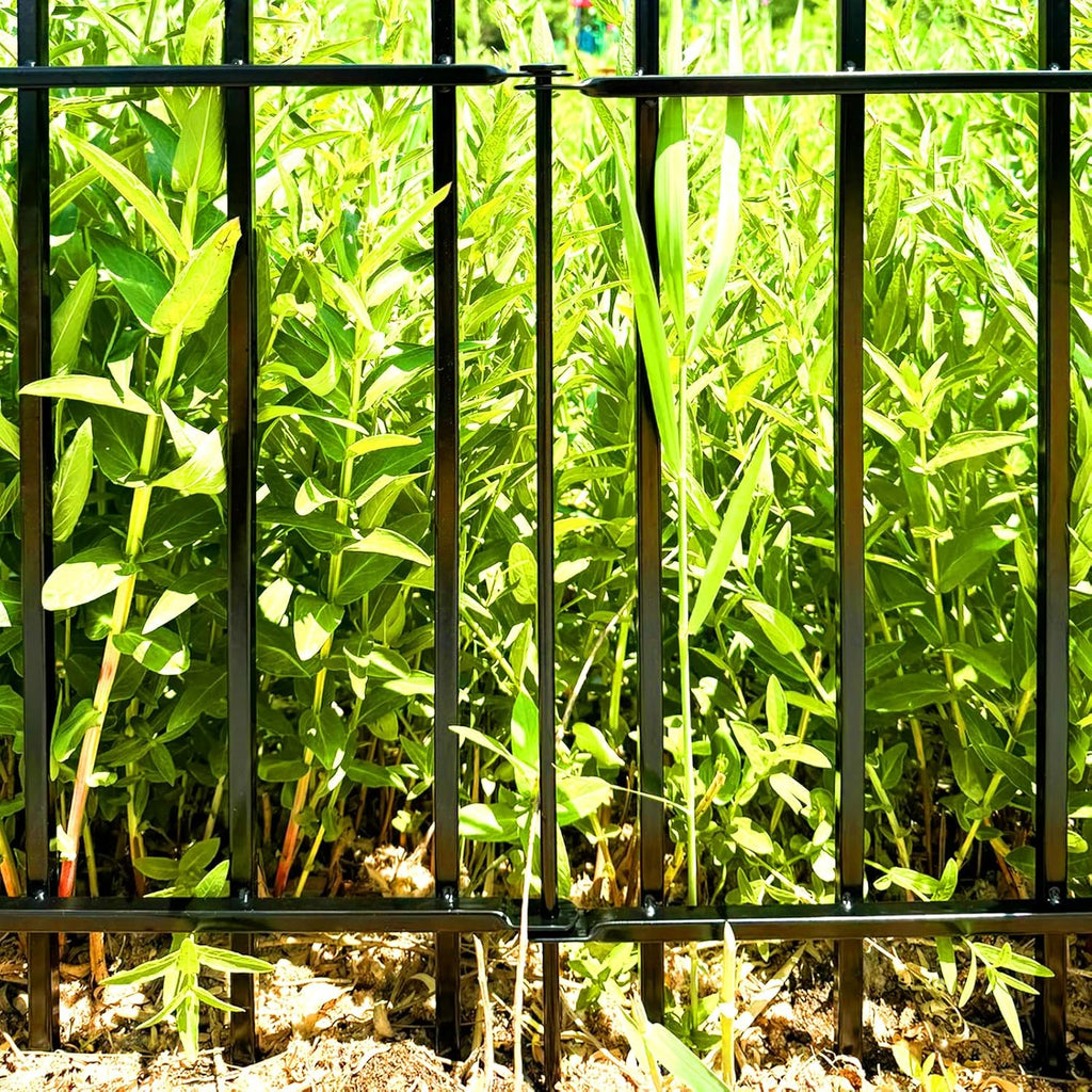 Metal Decorative Garden Fence 24" Wide x 24" High (5 Panels, Total Length 10 feet), Metal Border Folding Fence, Landscape Fencing Dog Fence Pet Fence for Flower Bed, Yard, Animal Barrier