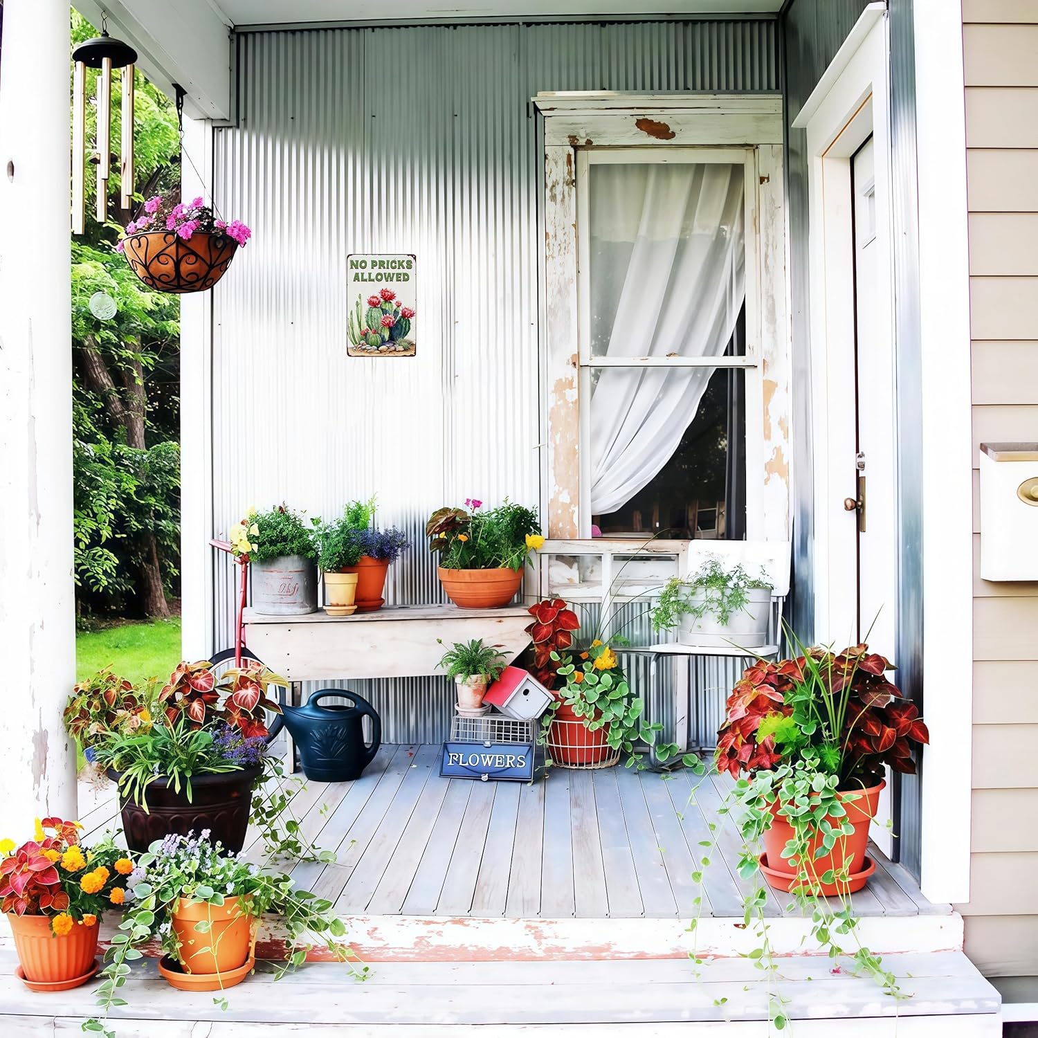 Bestylez Garden Gifts Vintage Cactus No Pricks Allowed Gardening Signs for Home Garden Greenhouse Living Room Bedroom Yard Outdoor Decor 8X12 Inch (3365)