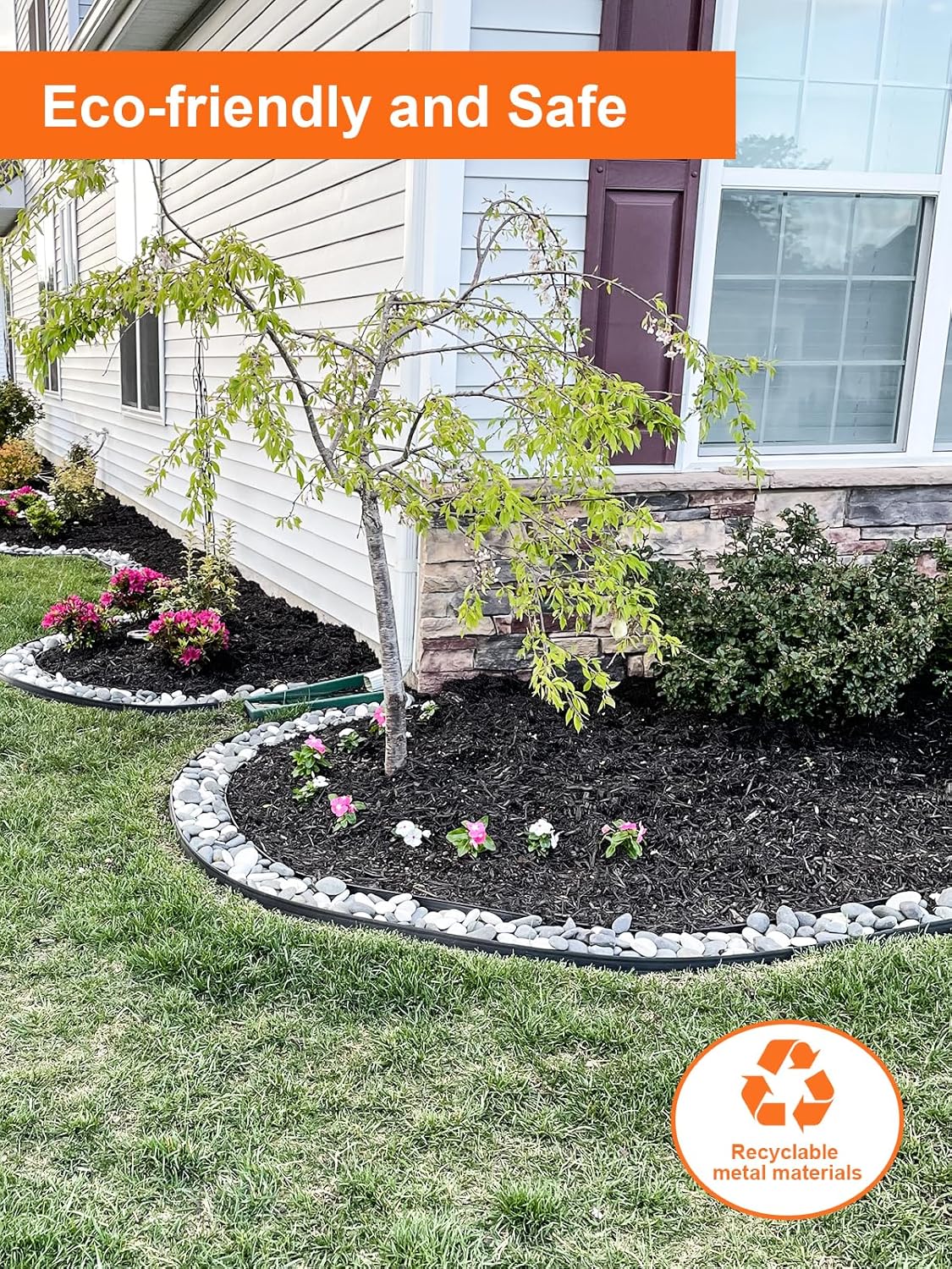 Vinci Landscape Edging Border, 40" L x 6" H 3Pack 10FT Total Black Galvanized Steel Garden Edging,Easy Installation,Sturdy Elegant Metal Lawn Broder for Flower Beds, Pathways, Paver Edges and Yard