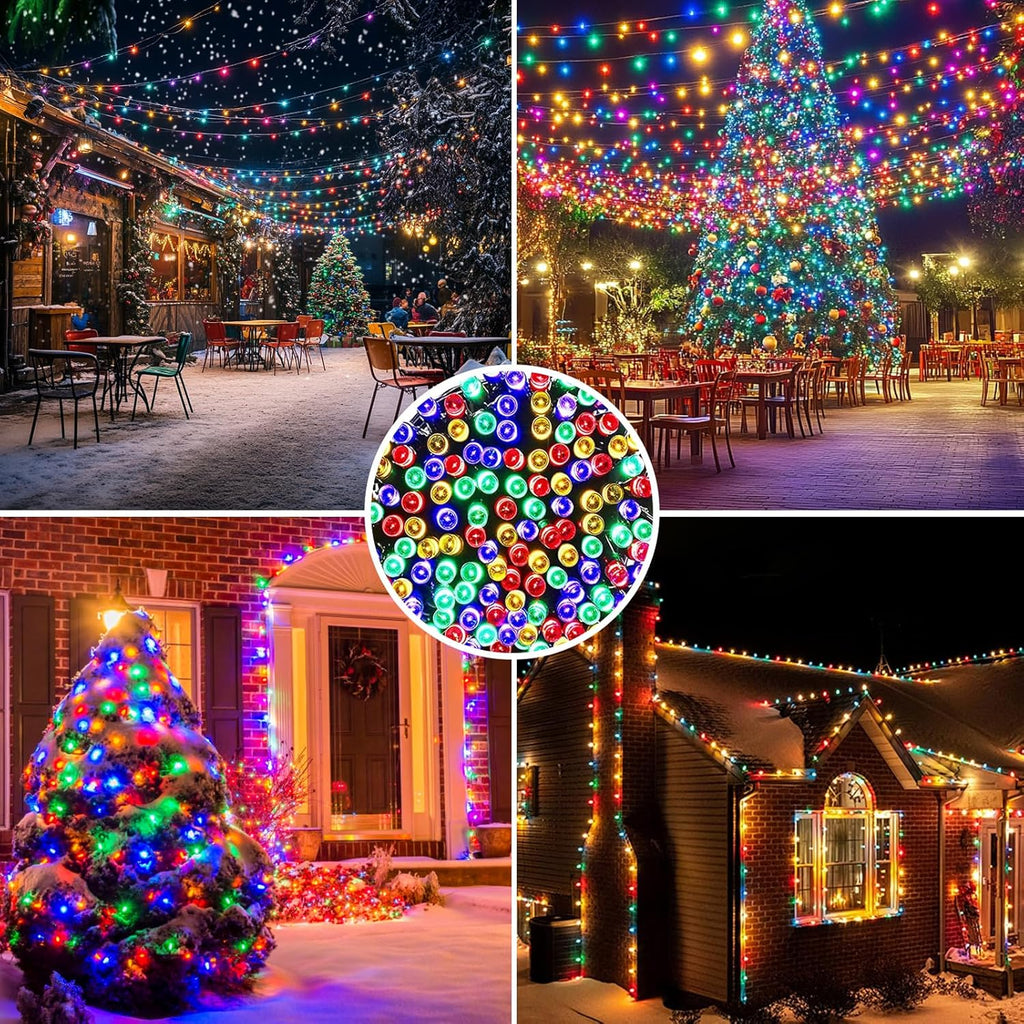 2 Pack Solar Christmas String Lights, Total 400 LED 144Ft Solar String Lights, Outdoor Lighting with 8 Modes Waterproof for Xmas Tree, Garden, Patio, Party Decorations (Multi Color)