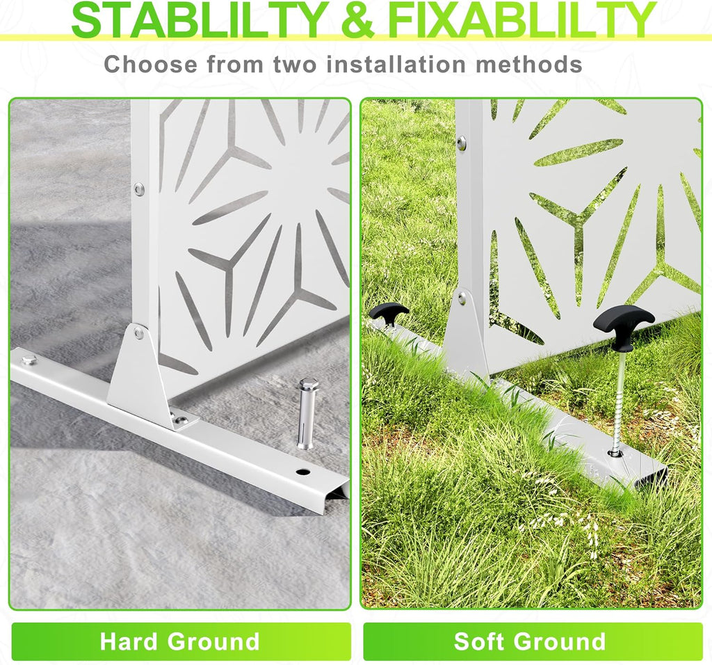 Outdoor Privacy Screen,72" H×47" W Metal Privacy Screen, Freestanding Privacy Fence Panels for Patio