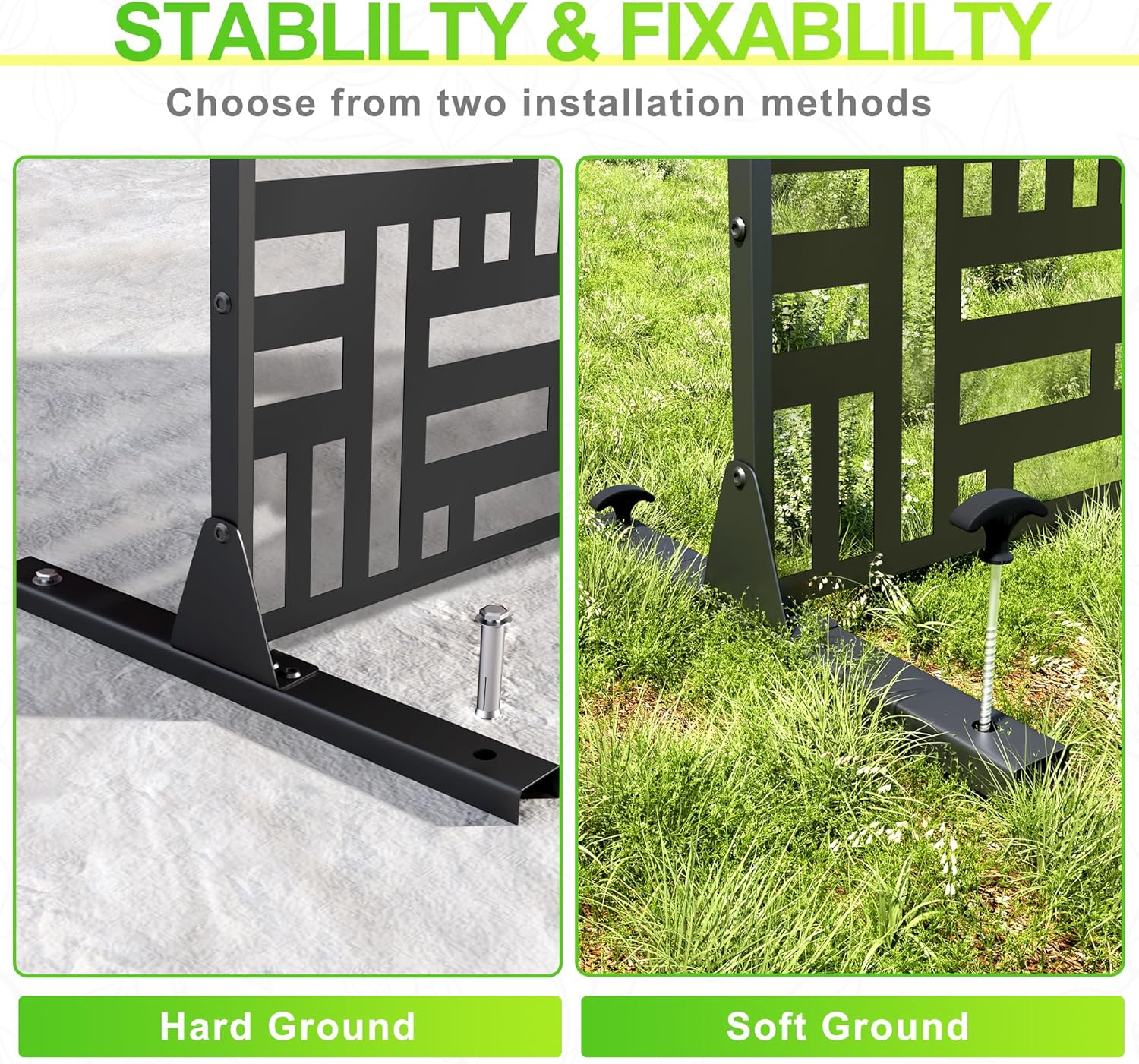 Outdoor Privacy Screen,72" H×47" W Metal Privacy Screen, Freestanding Privacy Fence Panels for Patio