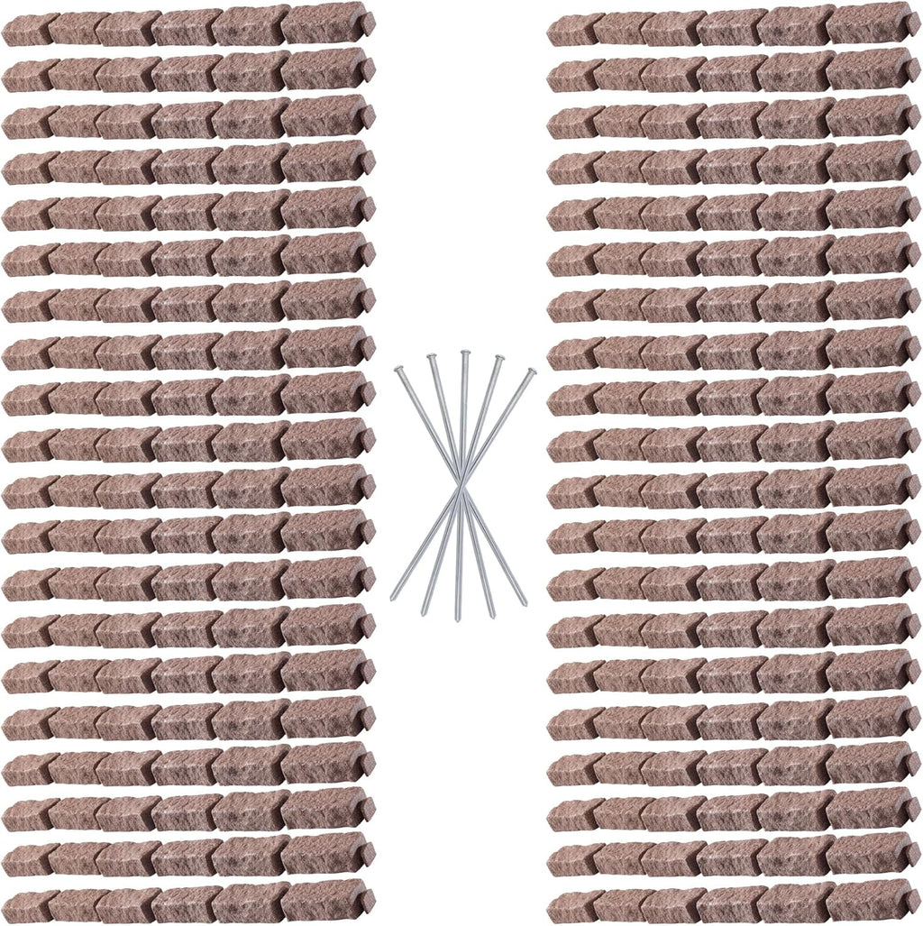 Beuta Landscape Edging | Garden Edging Border | Faux Stone Bricks for Lawn edging, Flower beds, Pathways & Yard Edging– 40 Packs | Each Section Has 6 Bricks 48"L x 4"W x 2.25"H |120 Spikes|Cobblestone