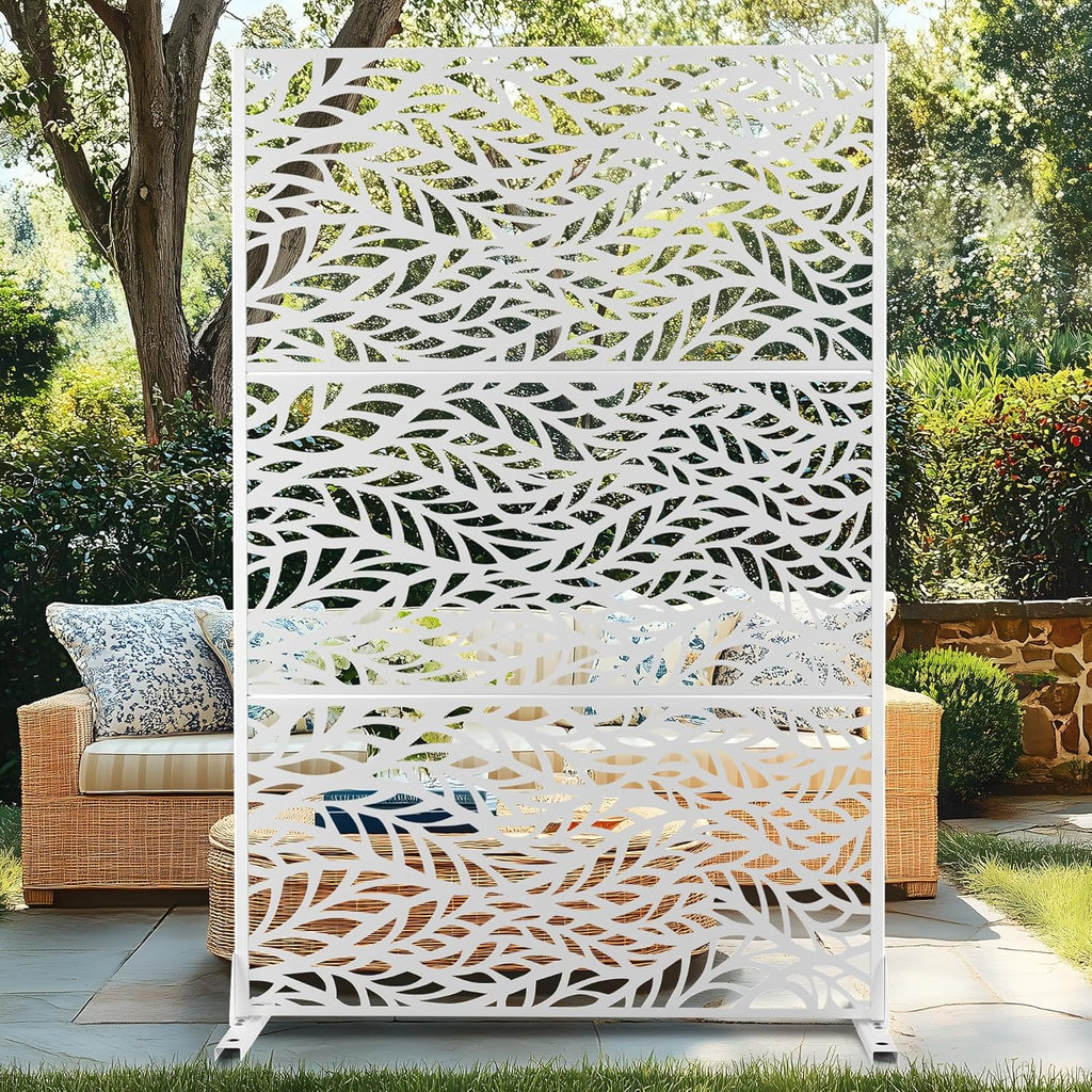 72" H×47" W Metal Privacy Screen Outdoor Privacy Screen Freestanding, Outdoor Privacy Screens and Panels for Patio Lawn Deck(Consists of 3 Panels)