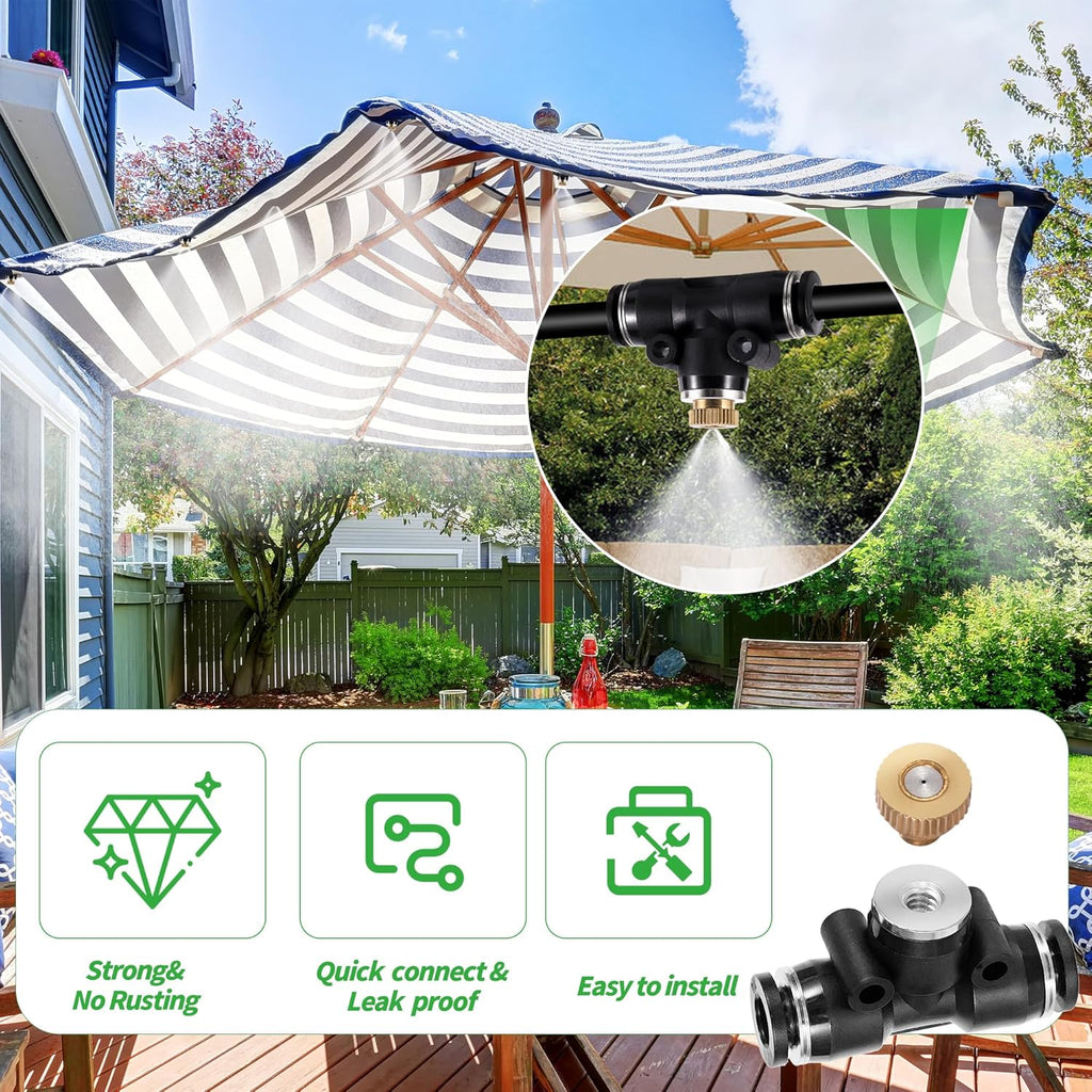 50 Pack Brass Misting Nozzles with 50Pc Brass Misting Nozzles O Ring,Heavy Duty Misting Nozzle 0.02" Orifice (0.5 mm)10/24 UNC for Outdoor Cooling System Dust Control