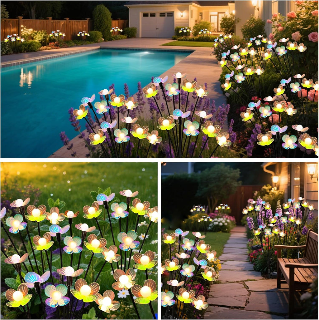Solar Garden Lights, 4 Pack 24 LED Solar Swaying Flower Light, Waterproof Firefly Lights Outdoor Fairy Light for Garden Patio Yard Pathway Flower Bed Decoration