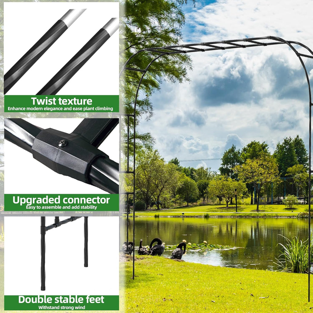 Garden Arch Trellis, Trellis Arch for Climbing Plants Outdoor, 10.5 x 7.9FT Metal Full Garden Arbor, Trellises for Patio Lawn Backyard, Large Garden Archway Decoration Black 126" x 94.5in