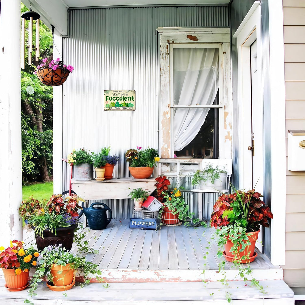 Bestylez Garden Gifts Vintage I Don't Give A Succulent Gardening Signs for Home Garden Greenhouse Living Room Bedroom Yard Outdoor Decor 8X12 Inch (3363)