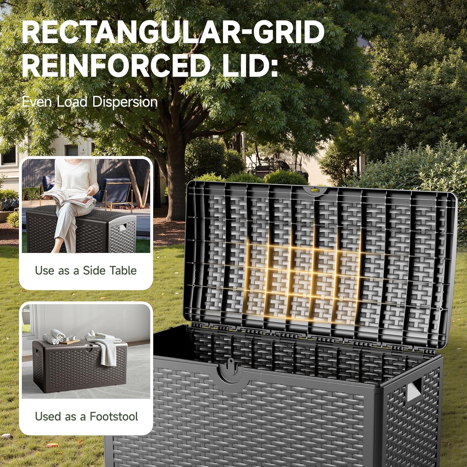 80 Gallon Resin Deck Box, Waterproof & Outdoor Indoor Lockable Storage Box for Patio Furniture Cushions Garden Tools (Black)