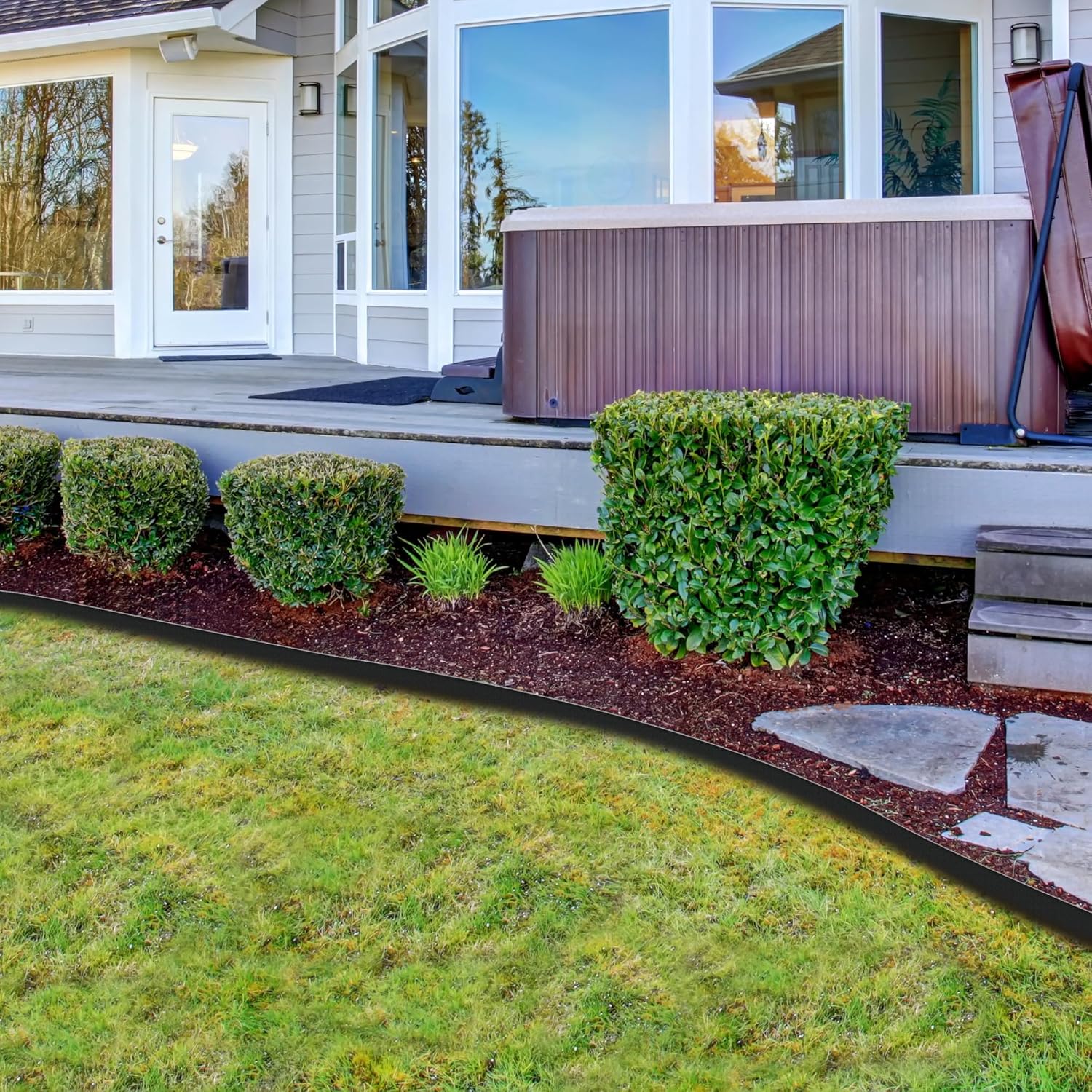 Worth Garden 10-Pack (34Ft Total) Galvanized Steel Landscape Lawn Edging - 8 in. H Bendable Metal Strips - Hammer-in 18-Gauge Flexible Black Edging Border - Yard Pathway Divider - Buckle Connection