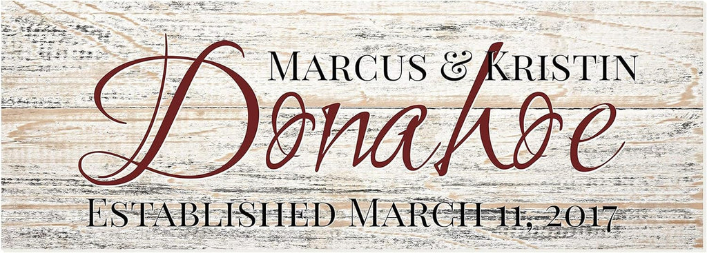 Personalized Printed Wood Family Name Sign With Established Date
