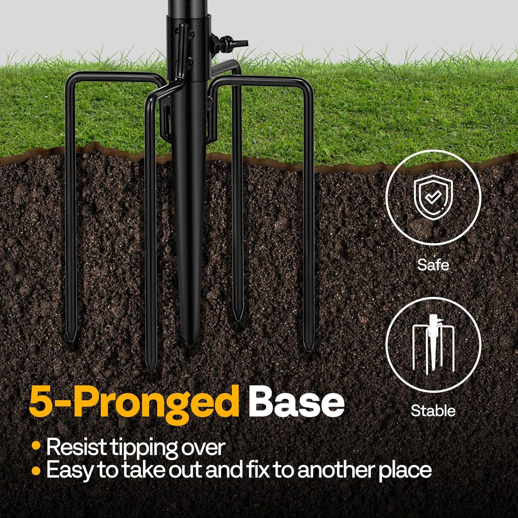 VIVOHOME Oval Polyresin Bird Bath Bowl with Metal Stake, 29 Inch Height Outdoor Freestanding Birdfeeder, Capacity 1.3 Gallons, 5-Pronged Base, Bronze