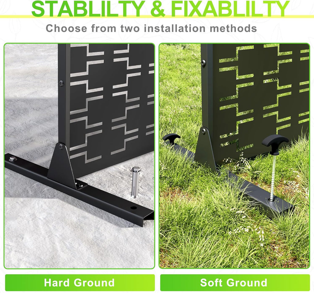 Outdoor Privacy Screen,72" H×47" W Metal Privacy Screen, Freestanding Privacy Fence Panels for Patio