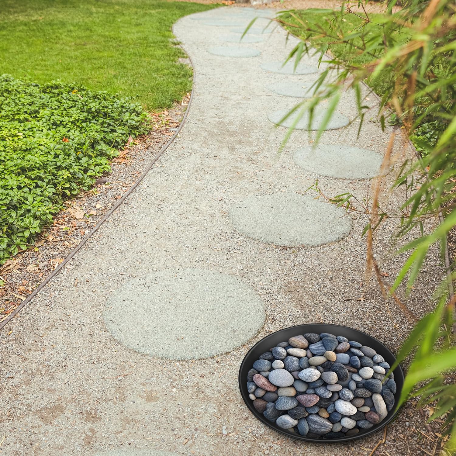 U0U 3 Size Round Stepping Stone Mold,10" 11.4" 12.6" Cement Molds for Concrete,Plastic Concrete Molds for Casting Garden Pathmate Pavement Precast and Forms Walkway