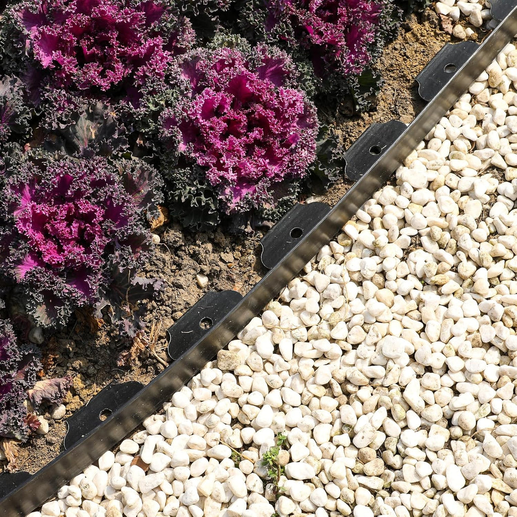 1.5 Inch Garden Edging Border 100FT, Plastic Edging for Landscaping with 90pcs Spikes