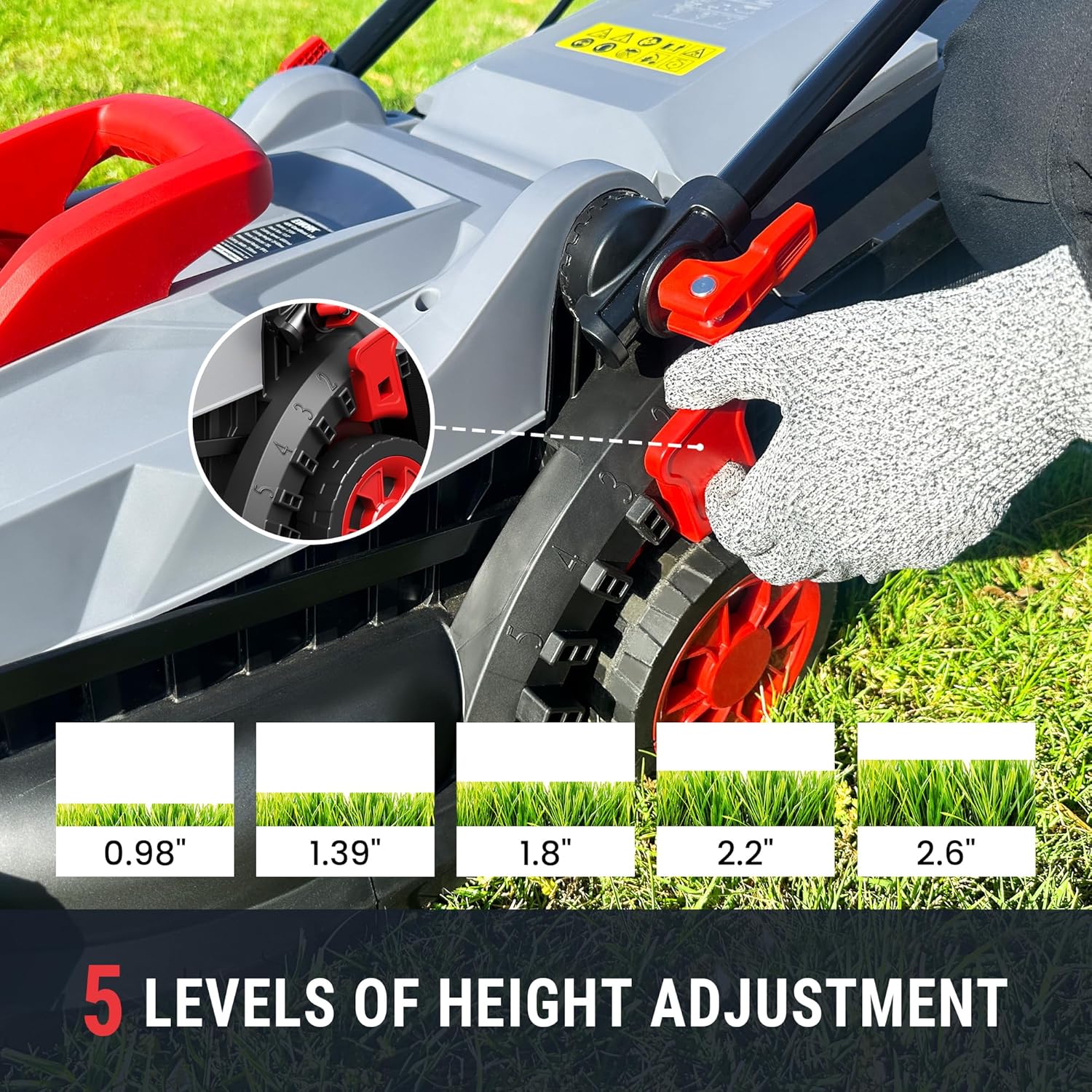 EWORK 40V 13-Inch Electric Lawn Mower Cordless, Brushless Motor, 5 Height Adjustment with 2 x 20V 4.0Ah Batteries and Charger, Battery Powered Walk-Behind Lawn Mowers Suitable for Garden, Small Yards