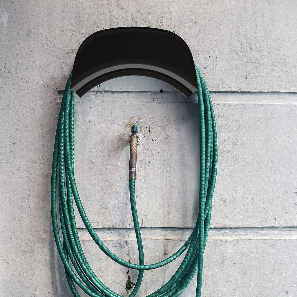 Gardzen Heavy Duty Hose Hanger Wall Mount, Hose Holder, Hook, Rack, Support for Outside, Black
