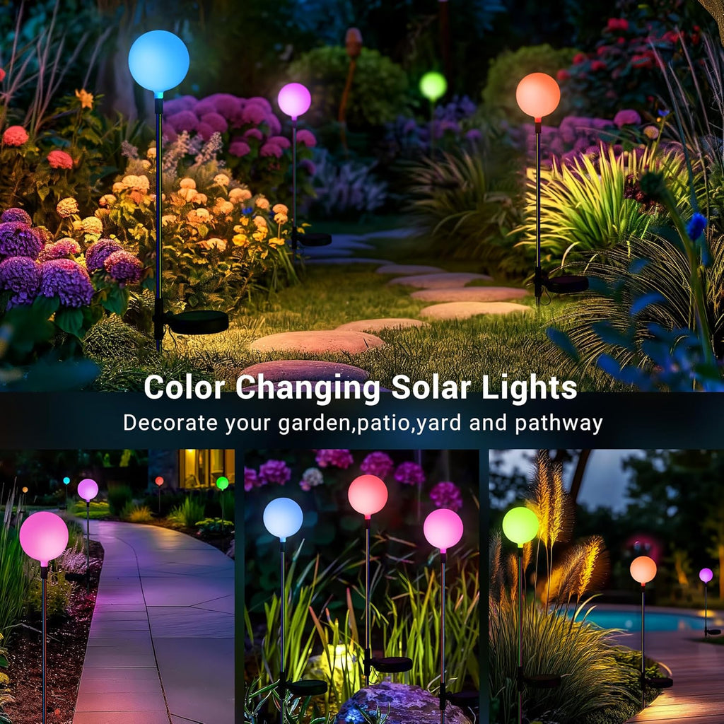 SOLPEX Solar Garden Lights 6 Pack, Solar Globe Lights Outdoor Waterproof, Multi-Color Changing Garden Spheres Outdoor Waterproof, Ball LED for Garden Decorations