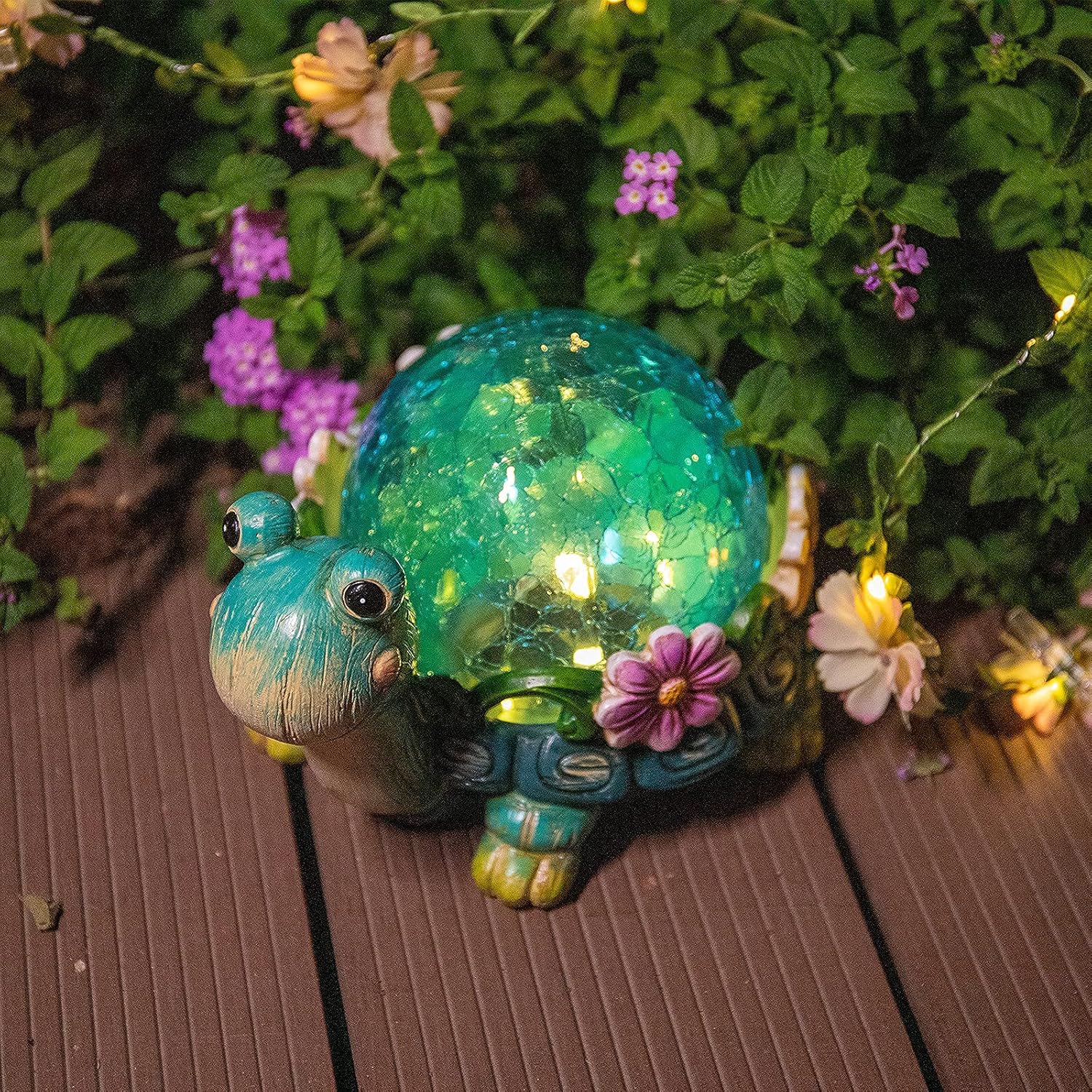 Afirst Garden Turtle Statue Outdoor Decor - Resin Outdoor Figurine Glass Solar Lights Indoor Outdoor Decorations Patio Lawn Yard Art Ornaments