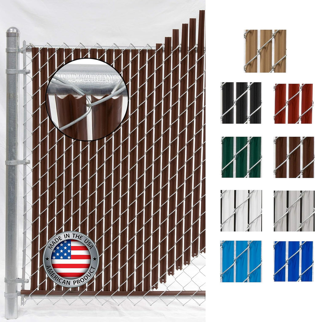 Brown Wave Slat (9 Colors Available) Single Wall Bottom Locking Privacy Slat for a 6 ft high Chain Link Fence (Slat Length 68.5", Brown)