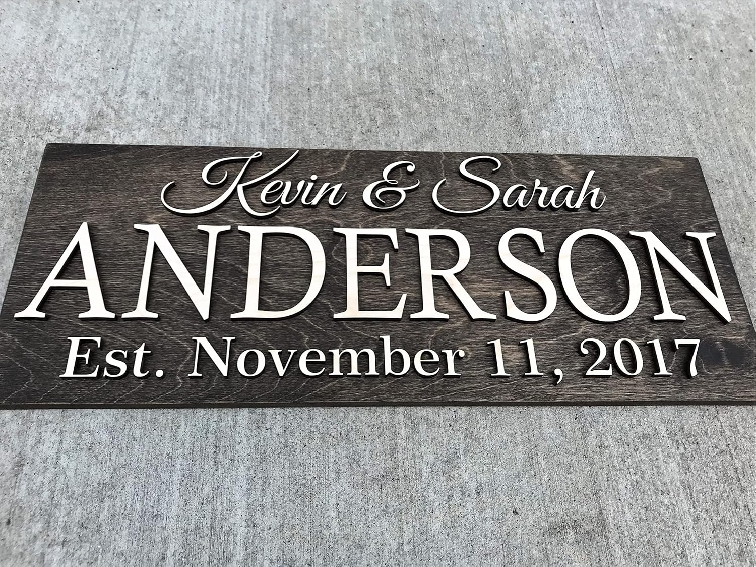 Personalized Family Name Wooden Sign | Last Name Established | Custom Wedding Gift | 3D Wall Art | 5 Year Anniversary | Rustic Home Decor