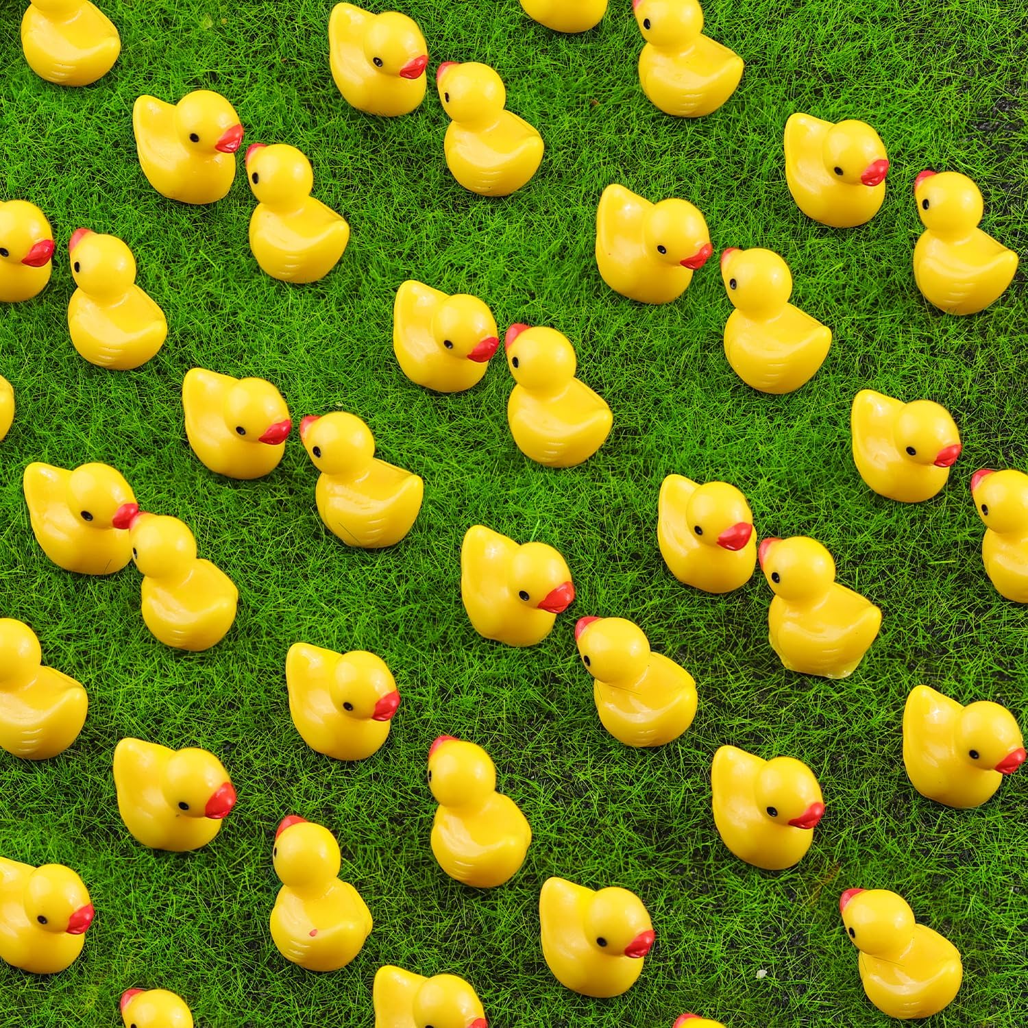 200PCS Mini Resin Animals Cute Yellow Tiny Ducks,Miniature Duck Figures to Hide,Little Animal Toys Small Figurines Bulk for Topper Desk Garden Dollhouse Landscape Aquarium Ornaments DIY Crafts & Decor