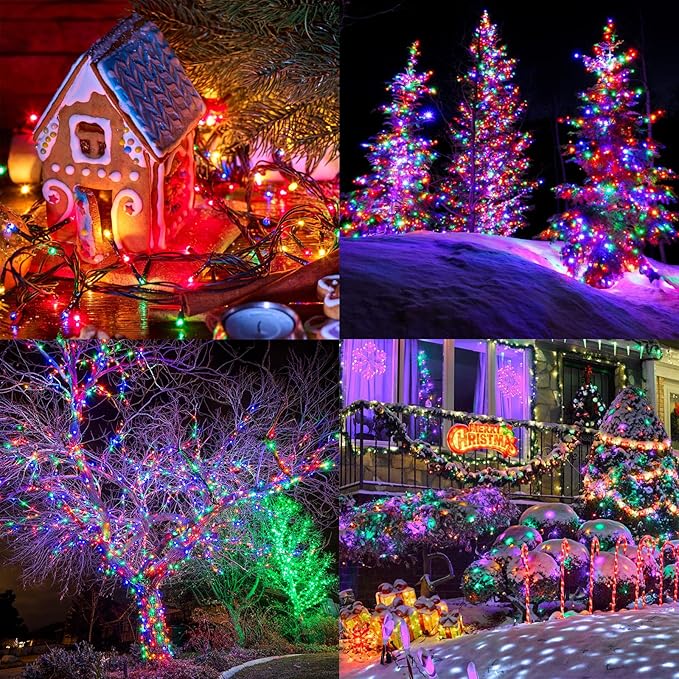 114ft Christmas String Lights Outdoor, 300 LED Christmas Lights Connectable with Timer, 8 Modes Multicolor Christmas Tree Lights Fairy Twinkle Lights for Indoor Outdoor Xmas Decorations