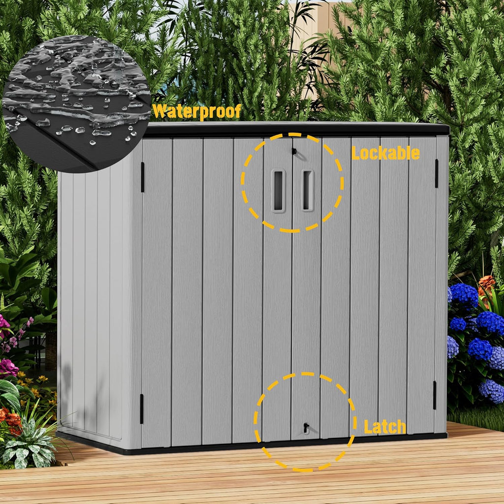 Large Outdoor Storage Box,Resin Sheds&Outdoor Storage Waterproof/Lockable,Outdoor Storage Cabinets for Balcony,Garage,Backyard (37Cu.ft-Pale Grey)