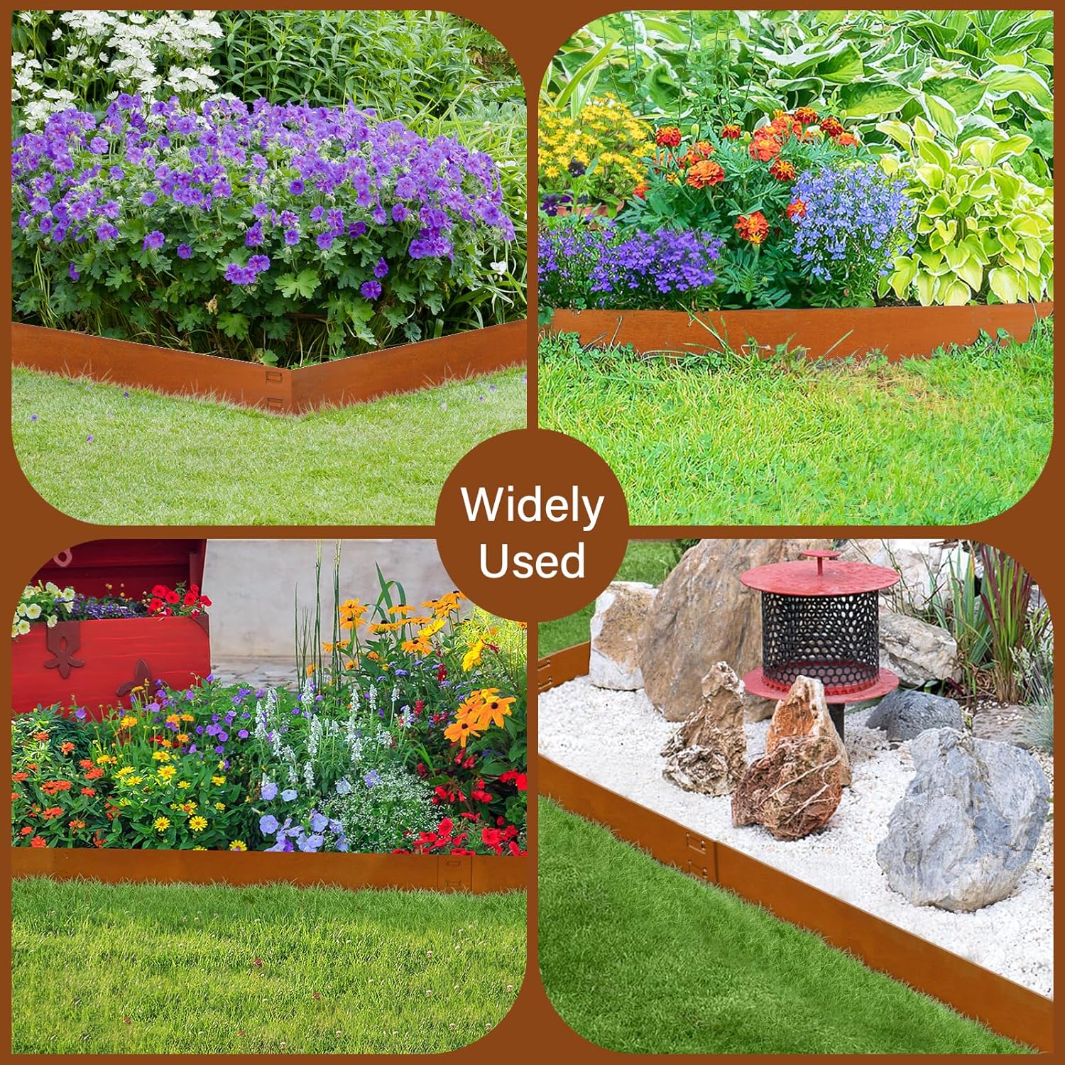 Cor-Ten Steel Landscape Edging 40 Inch Strips, 10-Inch Depth Metal Landscape Edging, 6-Pack Metal Garden Edging with Gloves, Bendable Rust Edging for Landscaping