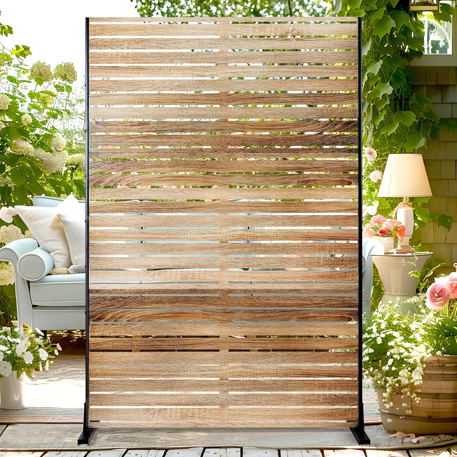72" H×47" W Metal Outdoor Privacy Screen Freestanding, Outdoor Privacy Screens and Panels for Patio Lawn Deck, Decorative Fence(Consists of 3 Panels)