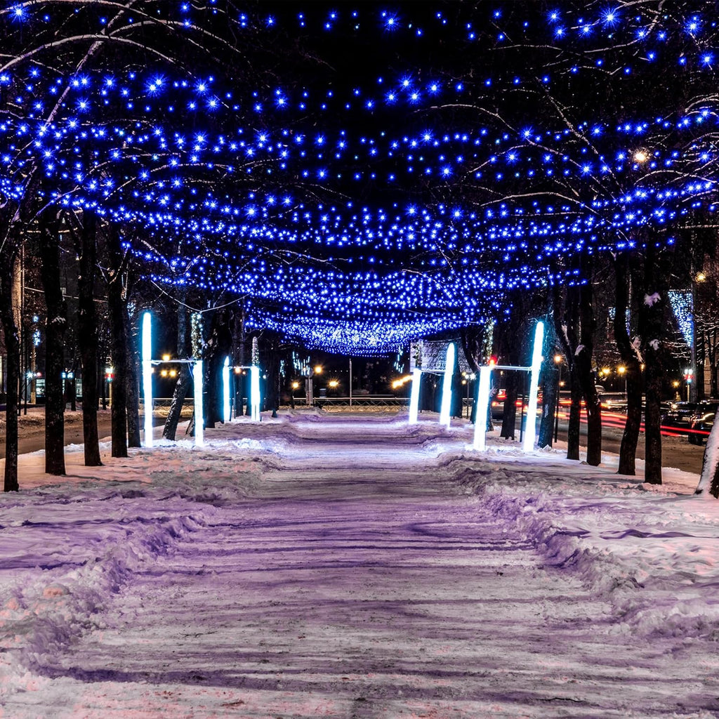 Solar String Lights for Outside, 39Ft 100 LED Solar String Lights Outdoor with 8 Modes，Solar Lights for Outside Waterproof for Yard, Fence,Balcony, Party,Christmas Tree Decorations (Blue)