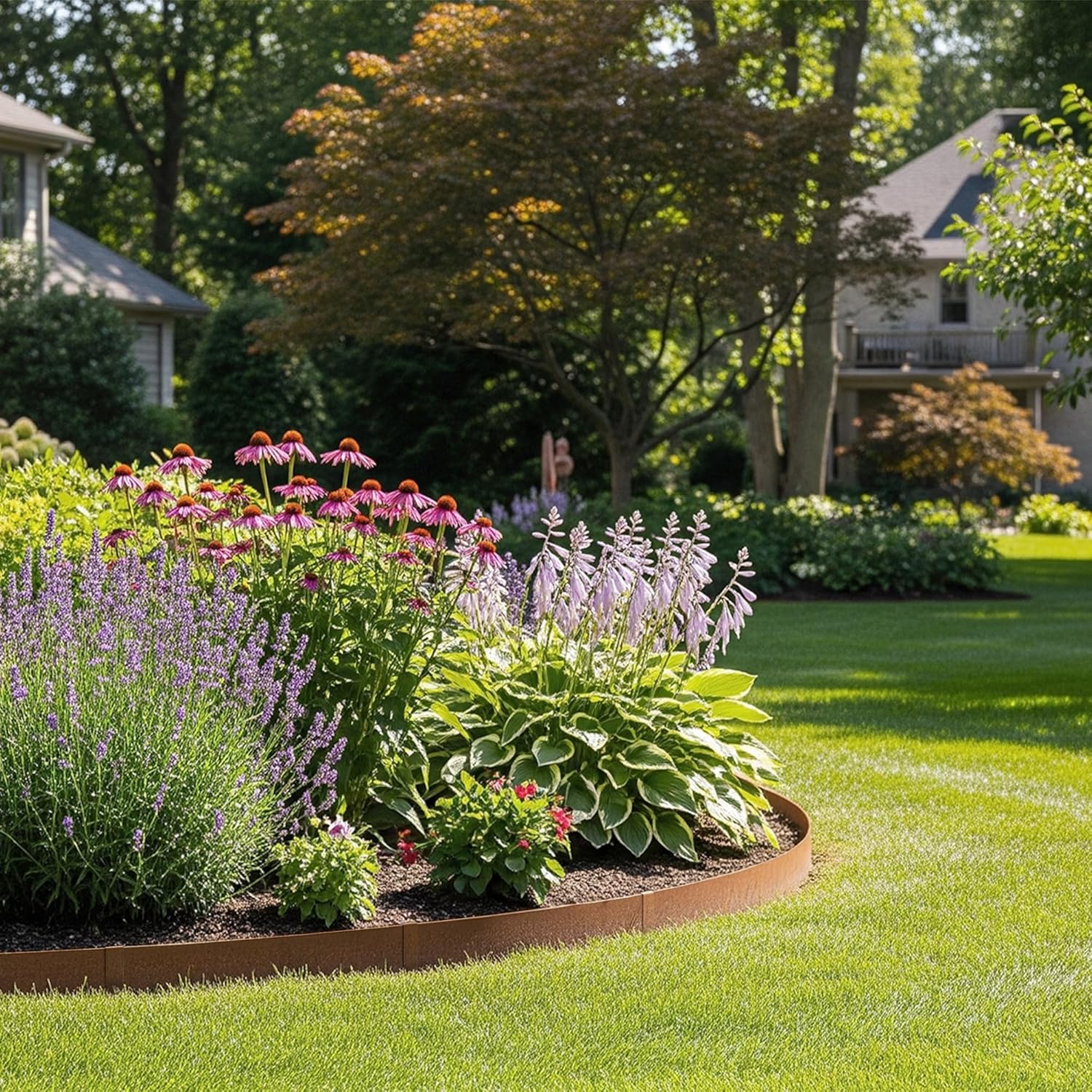 Worth Garden 20ft. Galvanized Steel Landscape Edging - 6-Pack 6.5" x 40" Metal Edging for Landscaping with 7 Stakes, Bronze Powder Coating Hammer-in Lawn Edging for Yard Pathway Divider