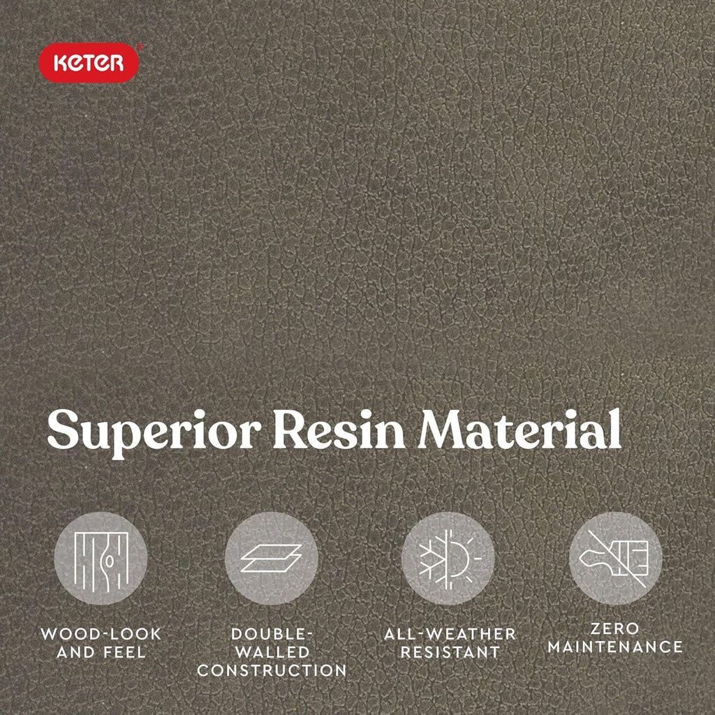 Keter Marvel Plus 71 Gallon Resin Deck Box-Organization and Storage for Patio Furniture Outdoor Cushions, Throw Pillows, Garden Tools and Pool Floats, Mossy Brown