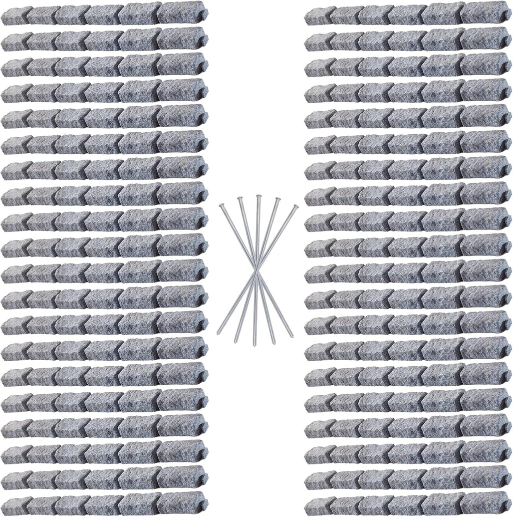 Beuta Landscape Edging | Garden Edging Border | Faux Stone Bricks for Lawn edging, Flower beds, Pathways & Yard Edging– 40 Packs | Each Section Has 6 Bricks 48"L x 4"W x 2.25"H | 120 Spikes |Greystone