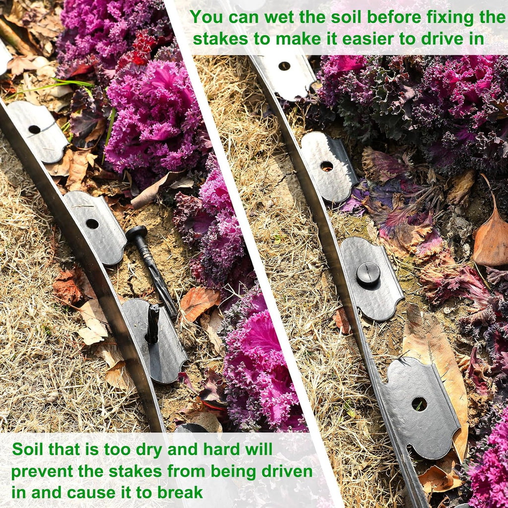 1.5 Inch Garden Edging Border 100FT, Plastic Edging for Landscaping with 90pcs Spikes