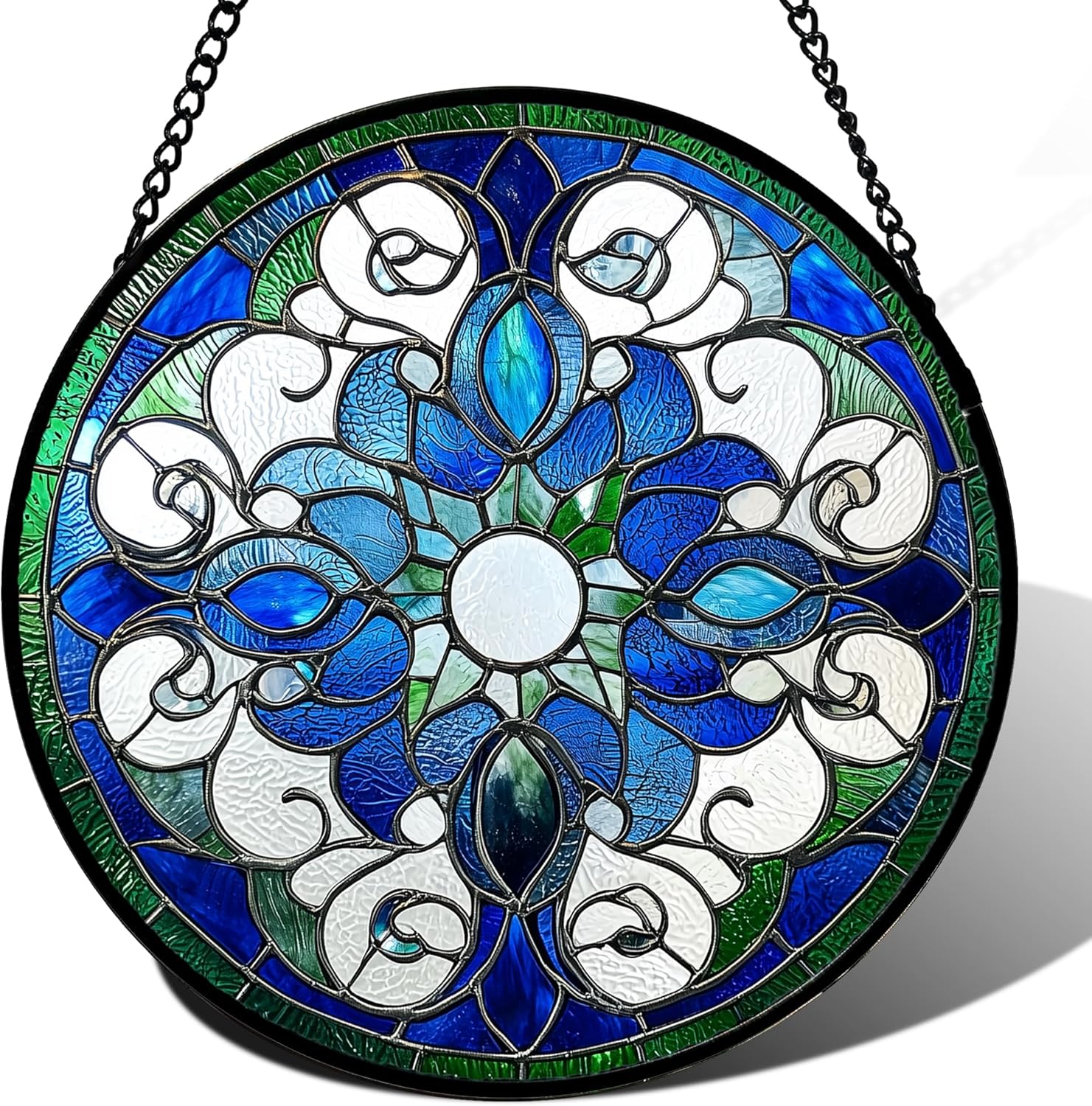 Stained Glass Window Hanging, Boho Style Sun Catchers Diamond Glass Panel Hangings Tiffany Suncatcher Decor for Birthday for Women, Men, Wife, Aunt, and Mom 14.9x14.9 in