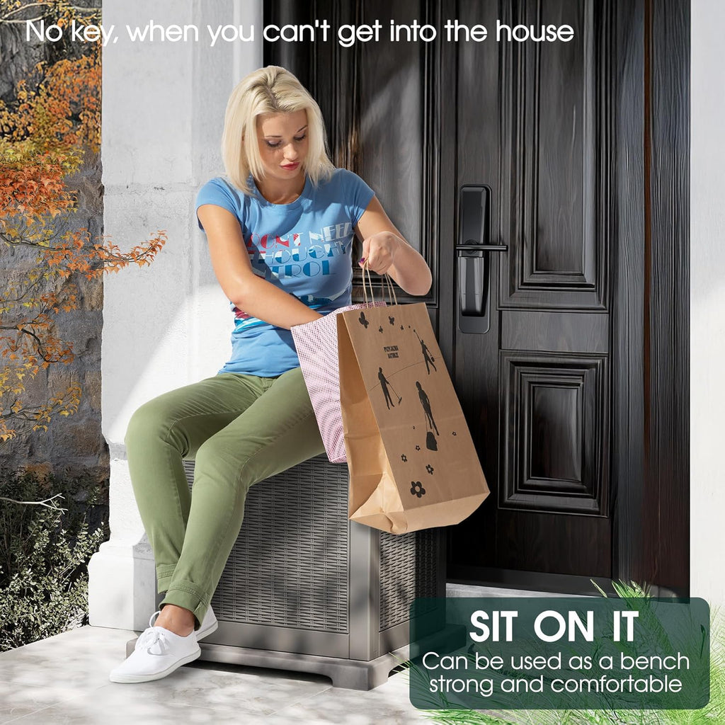 NUNU LAB Outdoor Storage Box, 33 Gallon Resin Deck Box Indoor and Outdoor Use, Waterproof Lockable Patio Storage Bin for Gardening Tools,Package Deliveries,Patio Cushions,UV Resistant,Grey